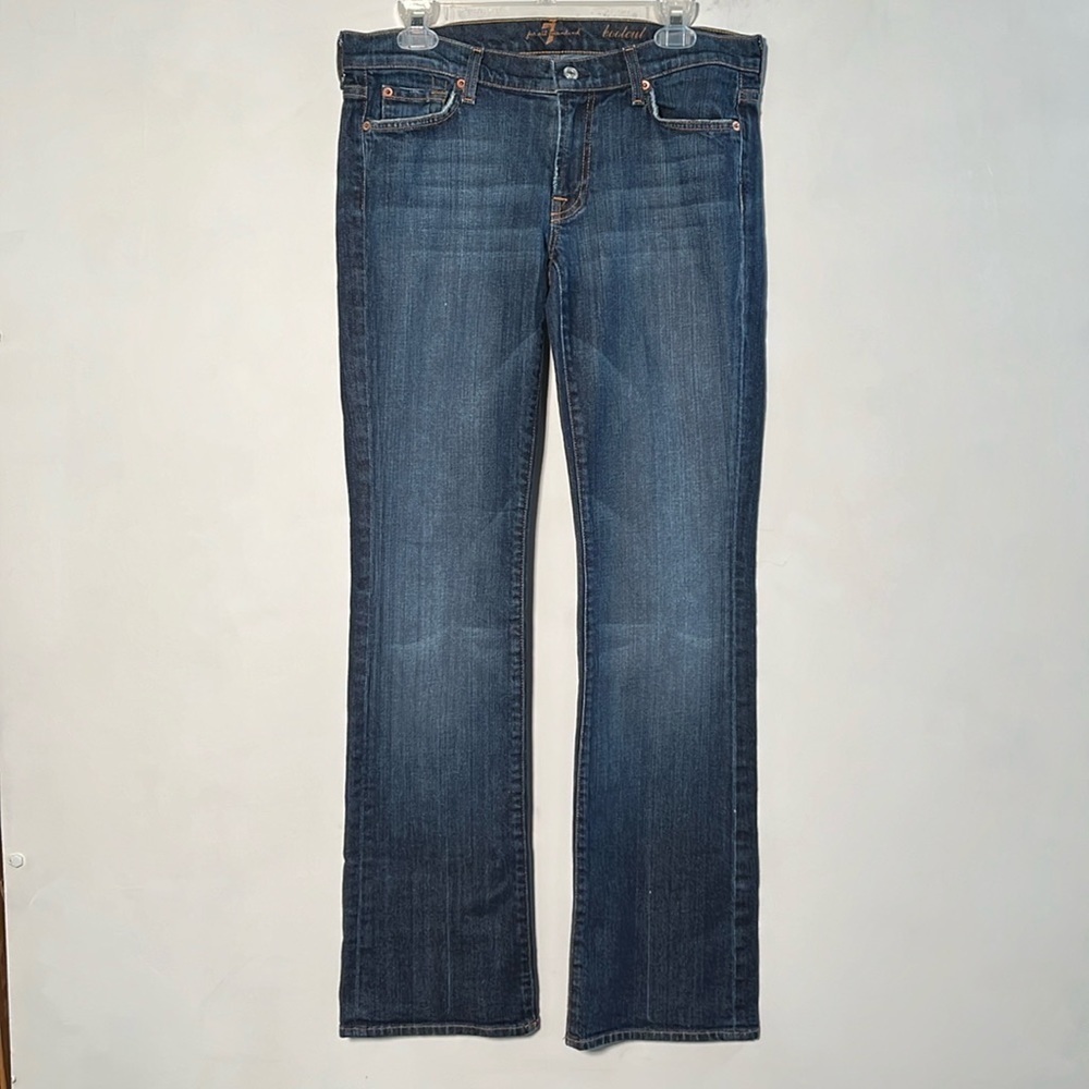 7 For All Mankind Women's Boot Cut Jeans in Medium Blue - Picture 2 of 16